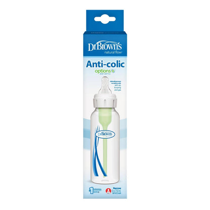 Dr. Brown's Natural Flow Anti-Colic Options+ Narrow Baby Bottle, with Level 1 Slow Flow Nipple